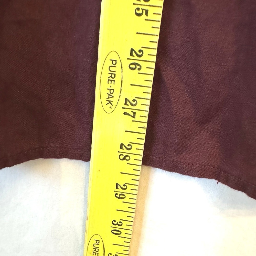 Eileen Fisher Delave Linen Button Down Shirt Small Burgundy Plum Short Sleeve - Picture 7 of 8